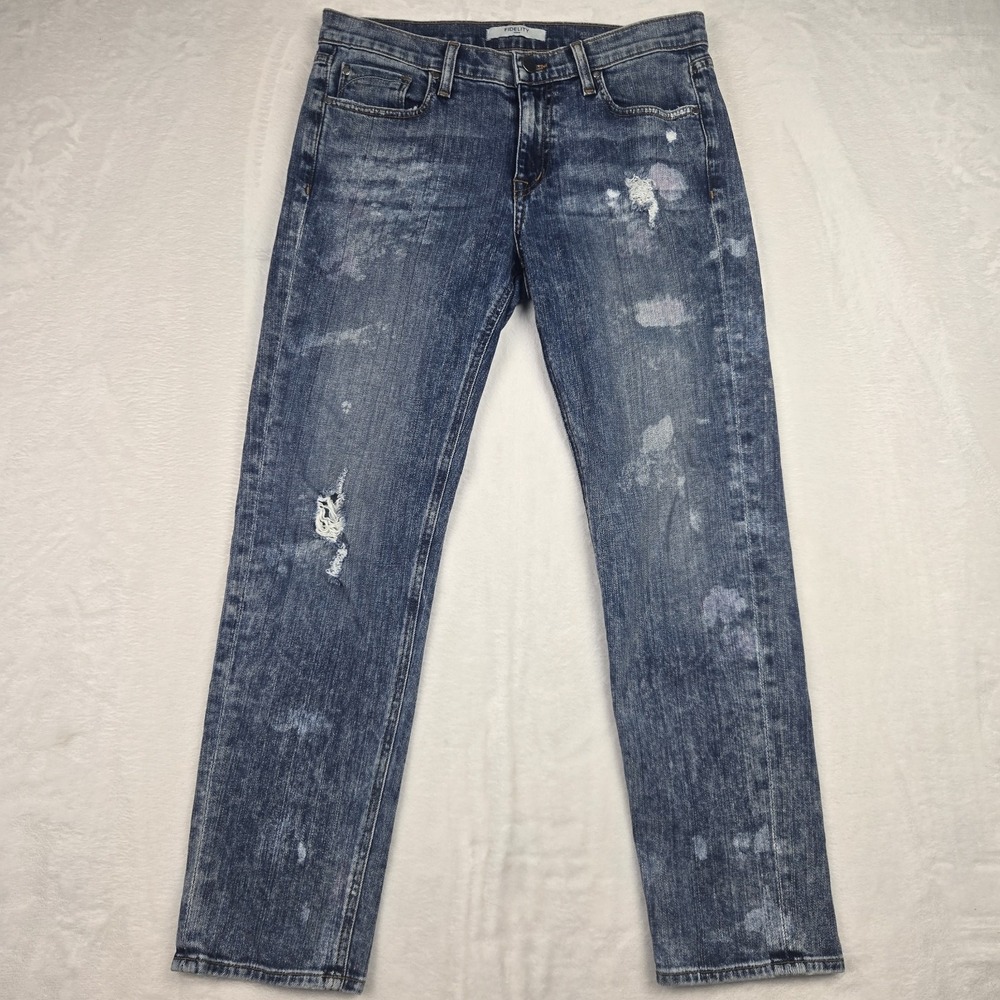 Fidelity‎ Denim Jeans Womens 26 Axl Crop Girlfriend Jean Painterly Distressed